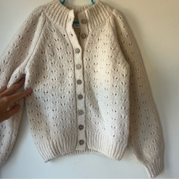 Rylee + Cru Girls Knit Cardigan Sweater 8-9Y Cream Button Front Wool Blend - Picture 2 of 11